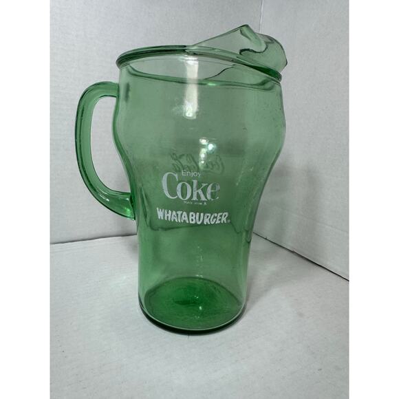 Coca-Cola Green glass pitcher Wahataburger - Picture 1 of 12